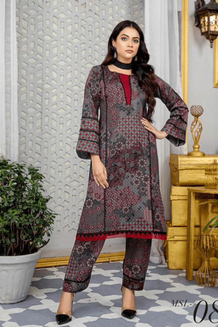 Munira Designer 2 Piece Stitched Dhanak Fabrics Printed Suit - MSL-08