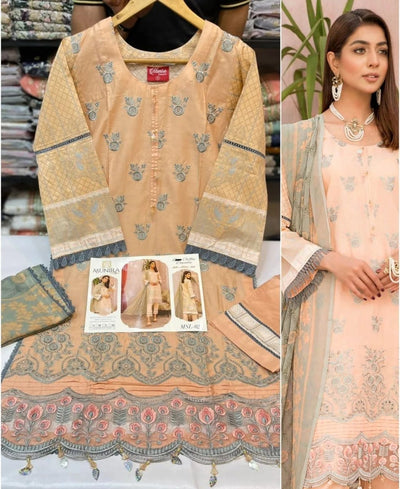 Munira Designer 3 Piece Stitched Embroidered Chicken Kari style Suit - MSL 02