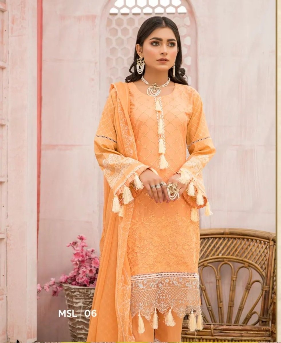 Munira Designer 3 Piece Stitched Embroidered Chicken Kari style Suit - MSL 06