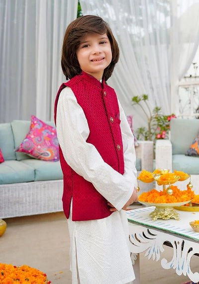 Ochre Clothing Stitched Kid’s Collection 3 Piece Boys Cotton Suit - OBK 43