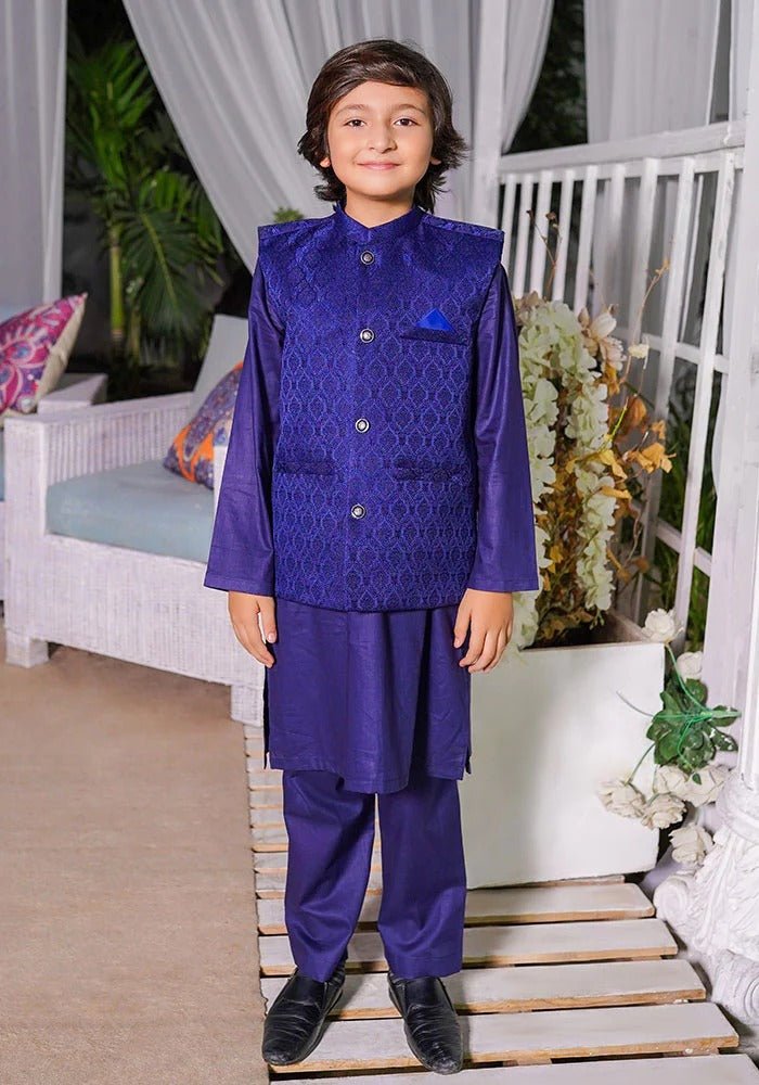 Ochre Clothing Stitched Kid’s Collection 3 Piece Boys Cotton Suit - OBK 44