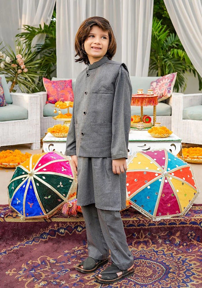 Ochre Clothing Stitched Kid’s Collection 3 Piece Boys Cotton Suit - OBK 46