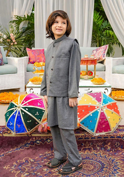 Ochre Clothing Stitched Kid’s Collection 3 Piece Boys Cotton Suit - OBK 46