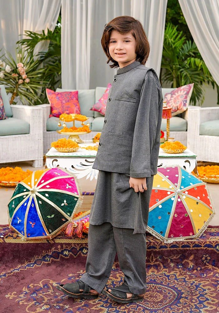 Ochre Clothing Stitched Kid’s Collection 3 Piece Boys Cotton Suit - OBK 46