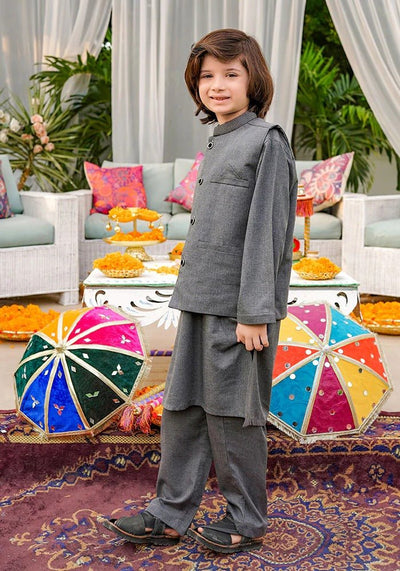 Ochre Clothing Stitched Kid’s Collection 3 Piece Boys Cotton Suit - OBK 46