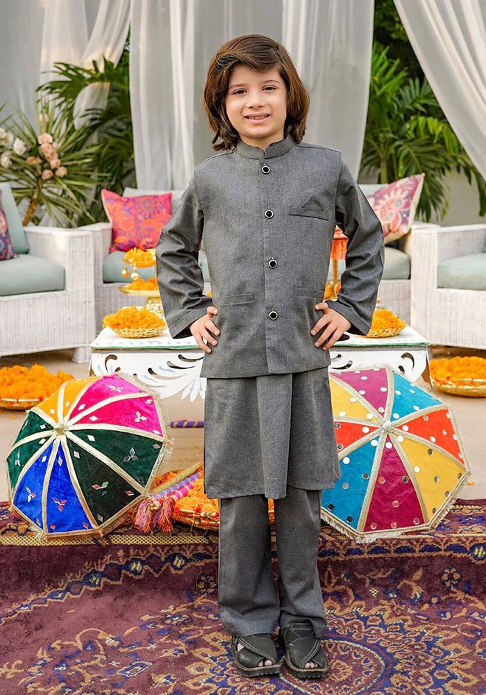 Ochre Clothing Stitched Kid’s Collection 3 Piece Boys Cotton Suit - OBK 46