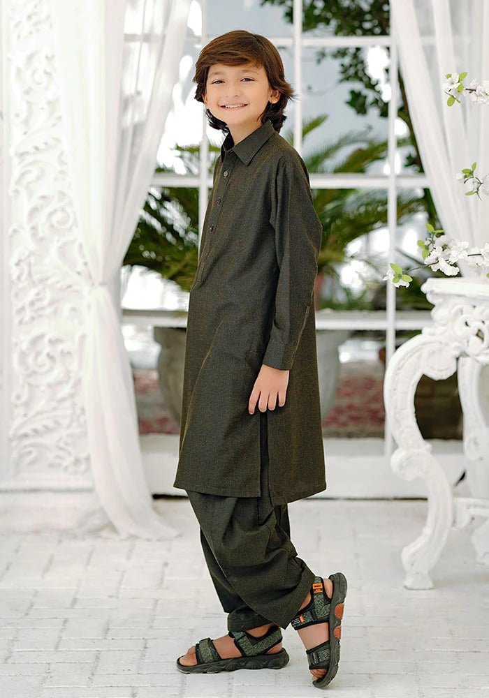 Ochre Clothing Stitched Kid’s Collection 2 Piece Khaddar Boys Kurta and Shalwar Suit - OBK 48