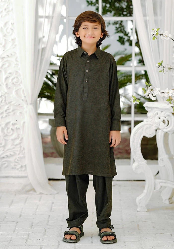 Ochre Clothing Stitched Kid’s Collection 2 Piece Khaddar Boys Kurta and Shalwar Suit - OBK 48