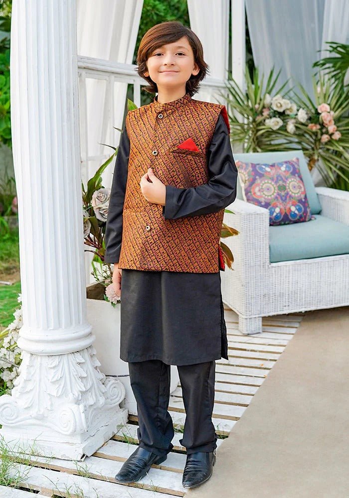 Ochre Clothing Stitched Kid’s Collection 3 Piece Boys Cotton Suit - OBK 50