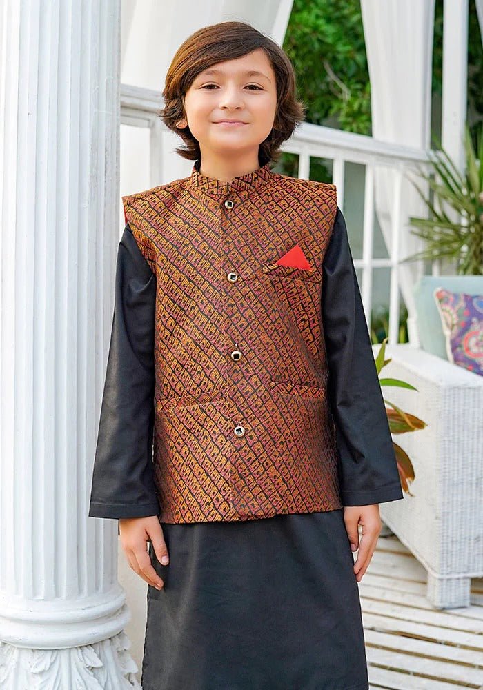 Ochre Clothing Stitched Kid’s Collection 3 Piece Boys Cotton Suit - OBK 50