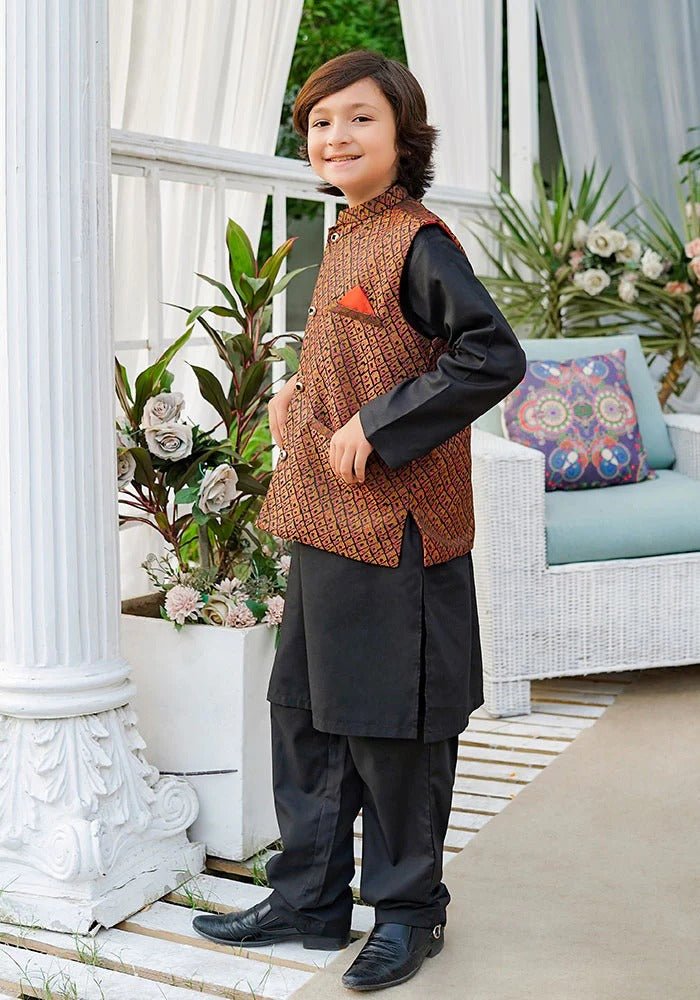 Ochre Clothing Stitched Kid’s Collection 3 Piece Boys Cotton Suit - OBK 50