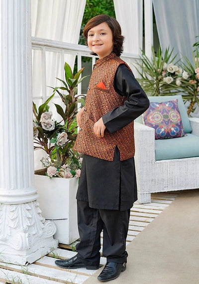 Ochre Clothing Stitched Kid’s Collection 3 Piece Boys Cotton Suit - OBK 50