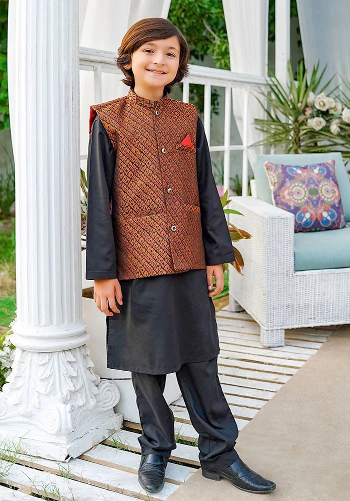 Ochre Clothing Stitched Kid’s Collection 3 Piece Boys Cotton Suit - OBK 50