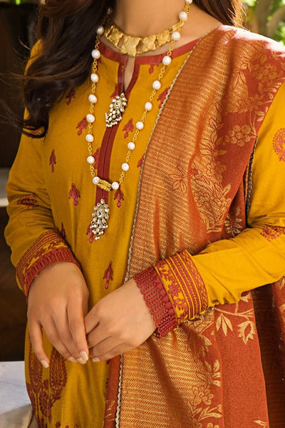 Rang Rasiya 3 Piece Stitched Embroidered Dobby Linen Suit D-01 REGAL