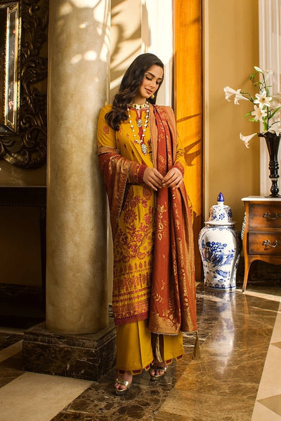 Rang Rasiya 3 Piece Stitched Embroidered Dobby Linen Suit D-01 REGAL