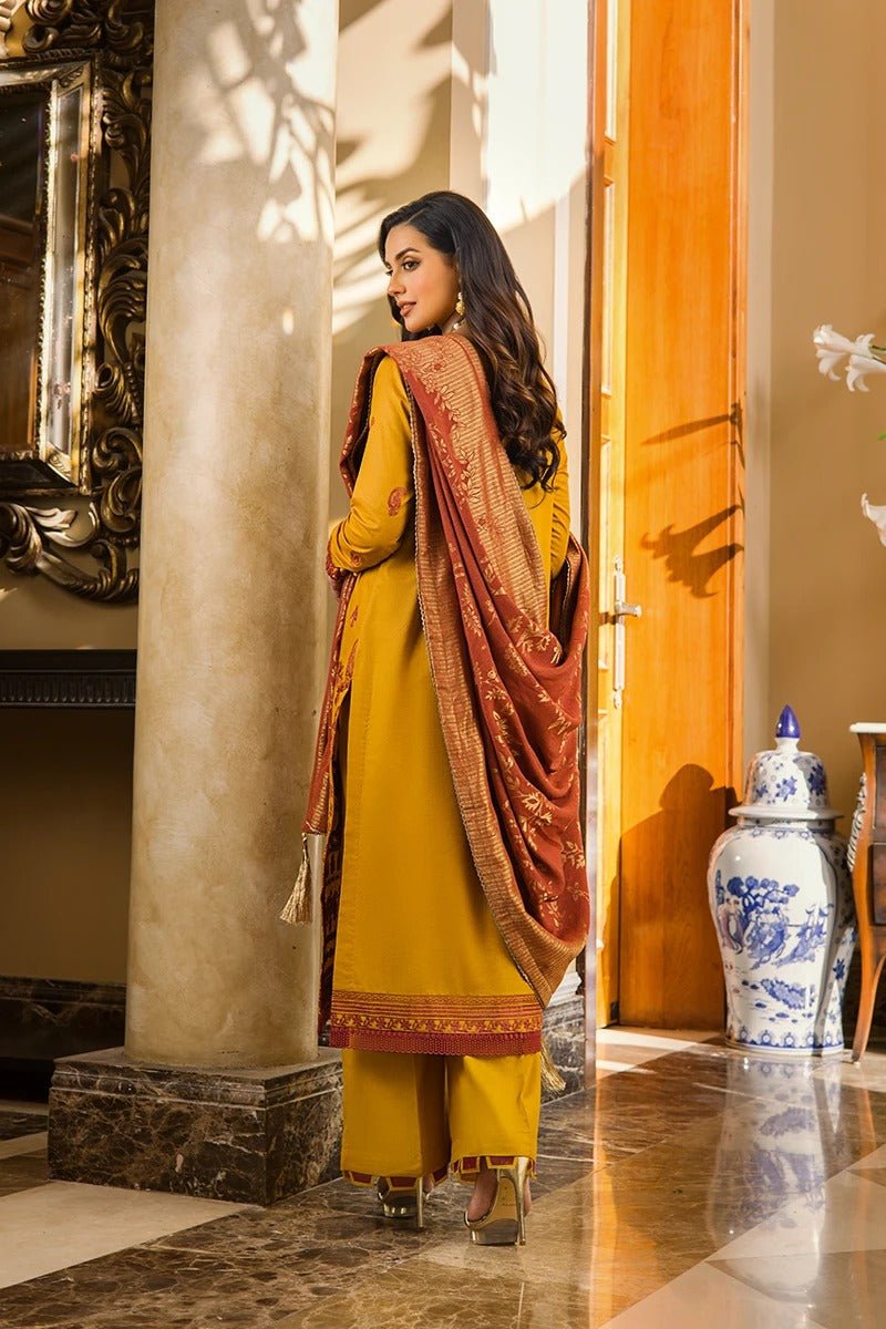 Rang Rasiya 3 Piece Stitched Embroidered Dobby Linen Suit D-01 REGAL