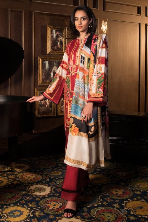 Sapphire 3 Piece Unstitched Suit Ruby
