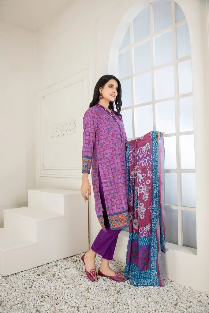 Lakhany 3 Piece Unstitched Printed Wash & Wear wrinkle free Suit SAF-622-A