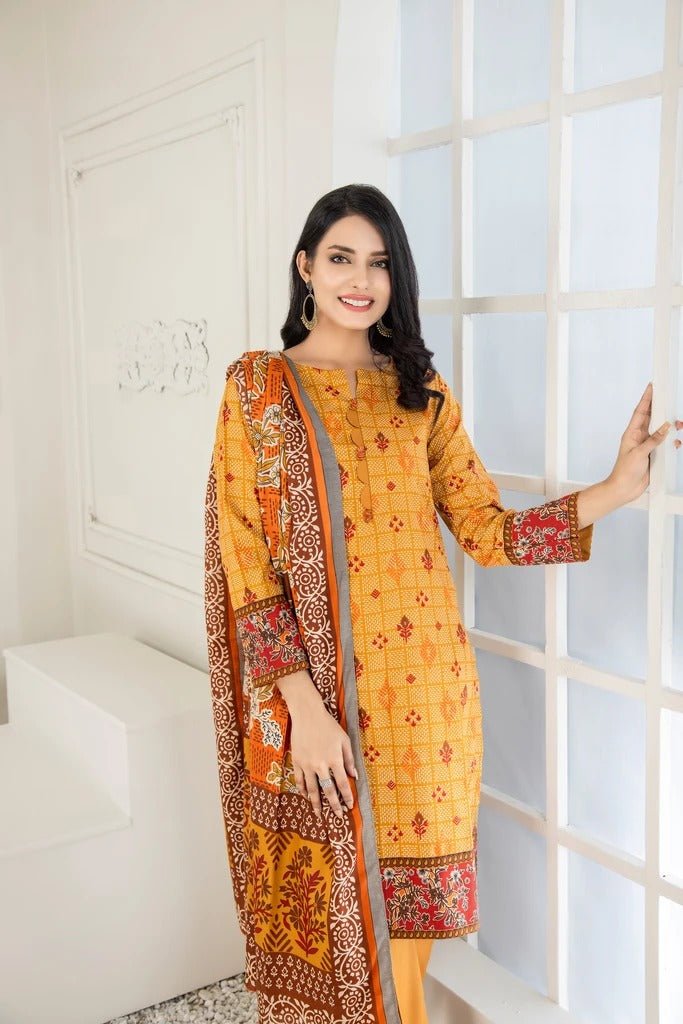 Lakhany 3 Piece Unstitched Printed Wash & Wear wrinkle free Suit SAF-622-B