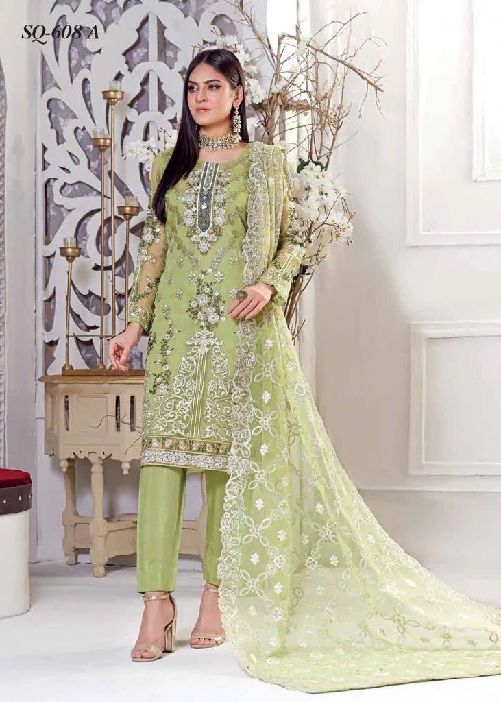 Moti's Fashion 3 Piece Unstitched Chiffon Suit - SQ-608-A