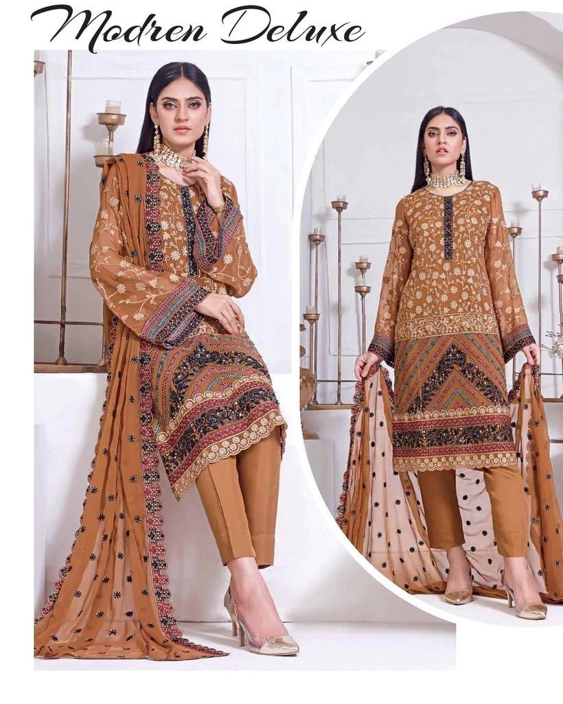 Moti's Fashion 3 Piece Unstitched Chiffon Suit - SQ-611-B
