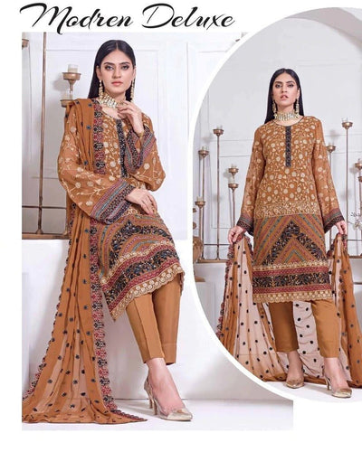 Moti's Fashion 3 Piece Unstitched Chiffon Suit - SQ-611-B