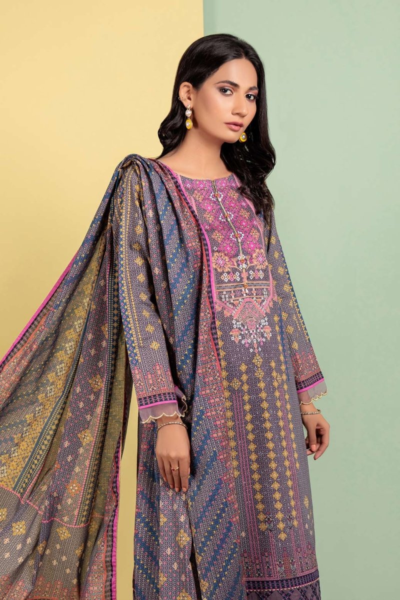 Ready To Wear Bonanza 3 Piece Digital Printed Lawn Suit - SSO233P38-GRAY