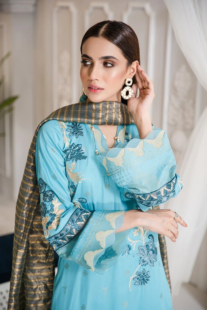 RAAYA Luxury Embroidered Jacquard Stitched 3pc Suit D-10 SURREL