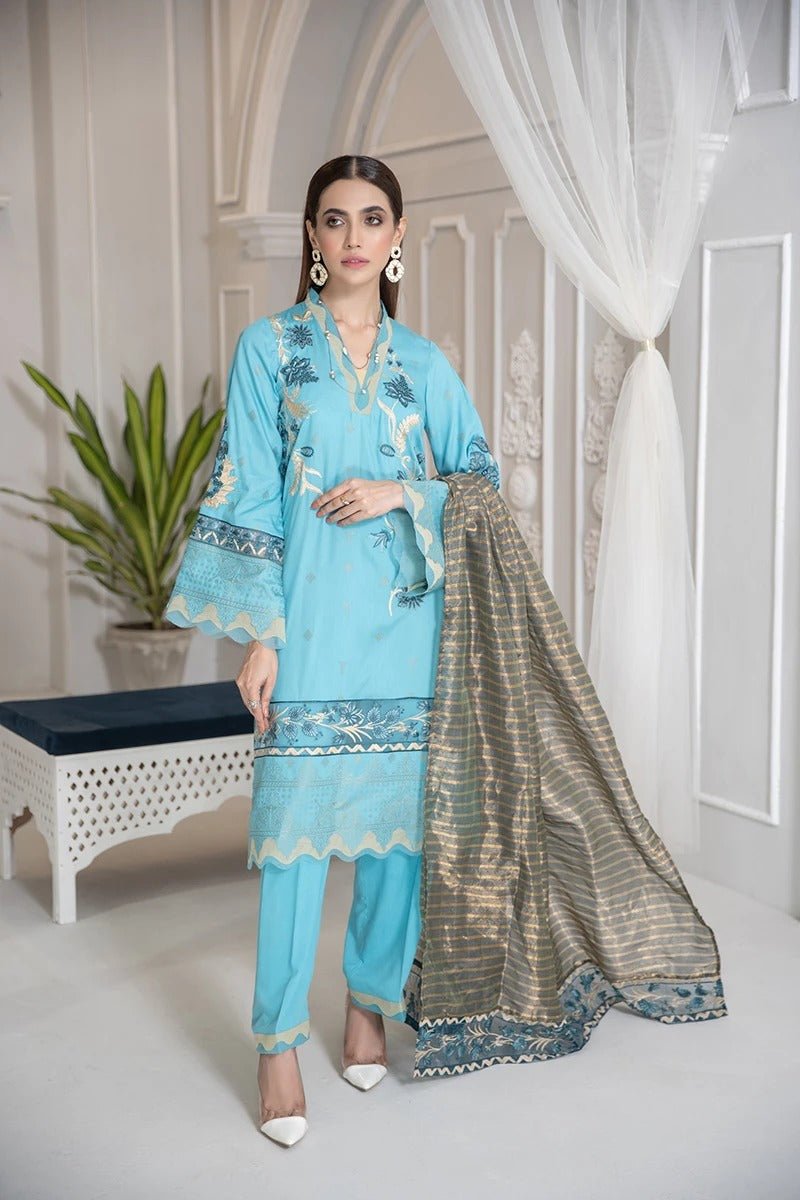 RAAYA Luxury Embroidered Jacquard Stitched 3pc Suit D-10 SURREL