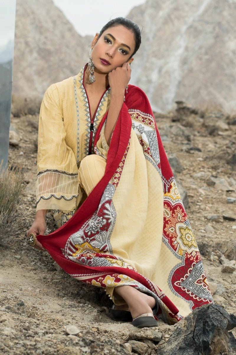 Sapphire 3 Piece Unstitched Suit Tapestry Beige - V9