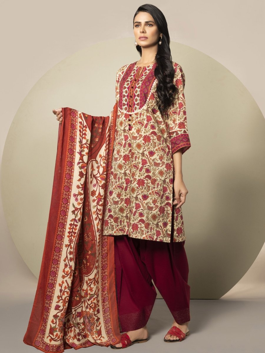 Limelight 2 Piece Unstitched  Winter Cotton Suit U-0930-B Yellow