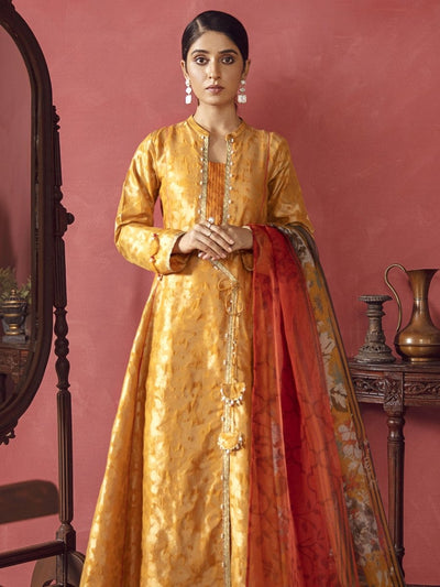 Limelight 2 Piece Unstitched Jacquard Suit U-1200-B Mustard