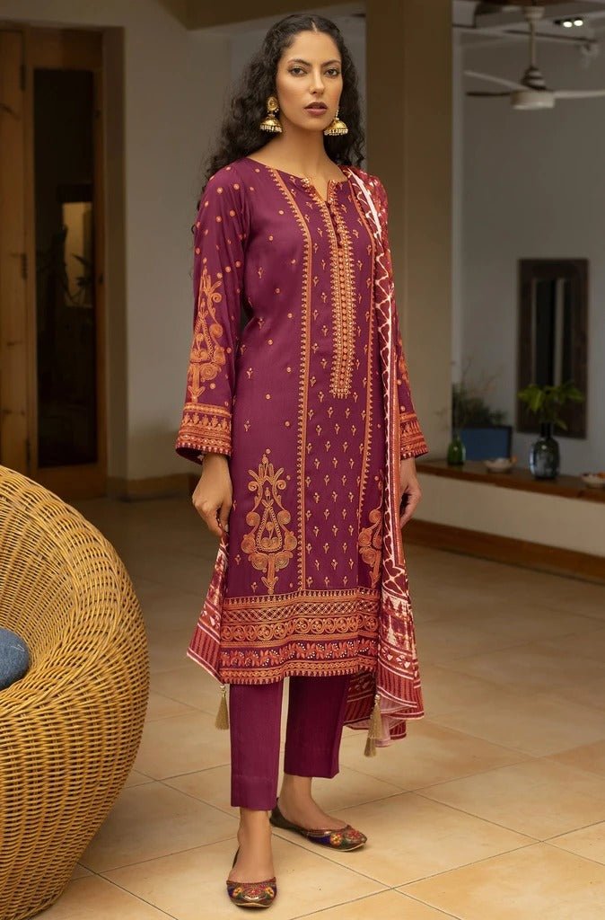Lakhany 3 Piece Unstitched Embroidered Cottel Suit WCC-5023