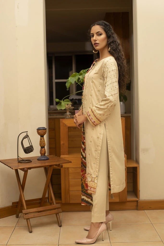 Lakhany 3 Piece Unstitched Embroidered Cottel Suit WCC-5024