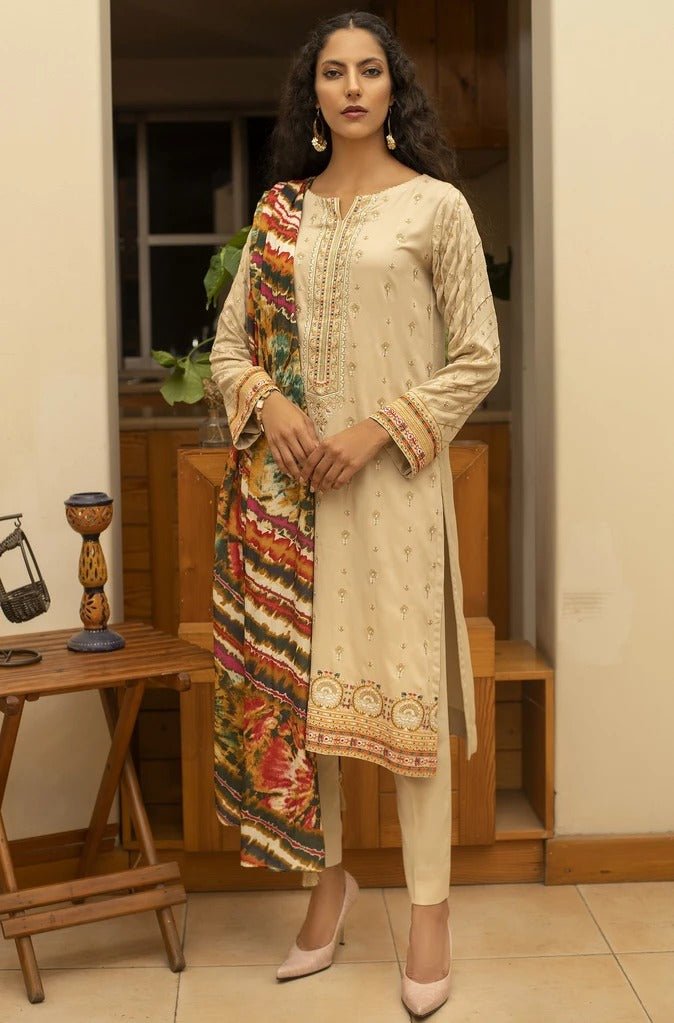 Lakhany 3 Piece Unstitched Embroidered Cottel Suit WCC-5024