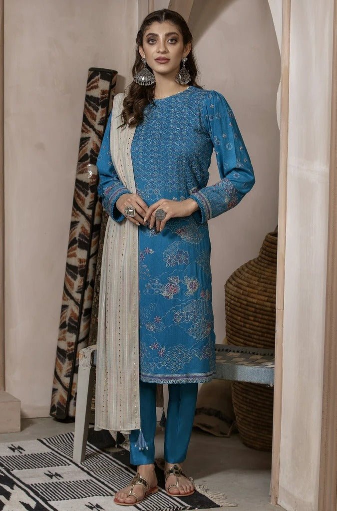 Lakhany 03 Piece Unstitched Embroidered Fancy Slub Suit WEC-5023