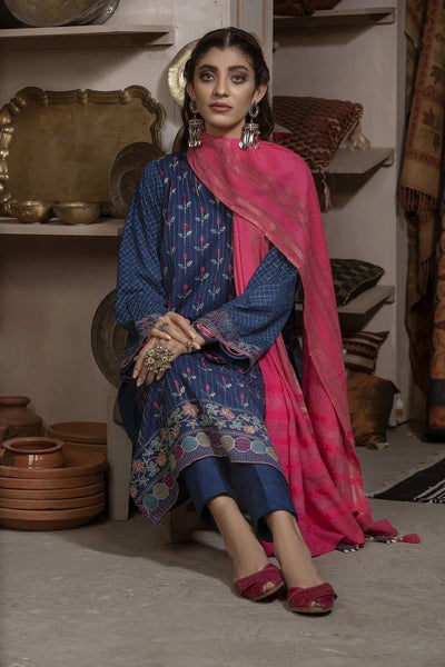 Lakhany 03 Piece Unstitched Embroidered Fancy Slub Suit WEC-5025