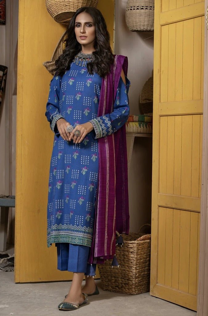 Lakhany 03 Piece Unstitched Embroidered Fancy Slub Suit WEC-5026