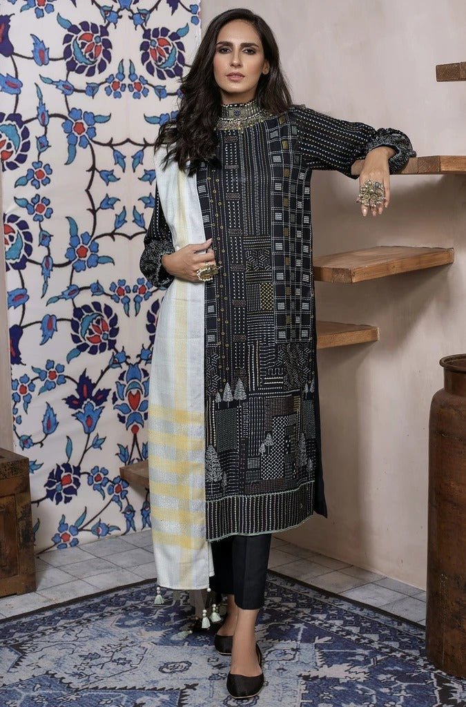 Ready To Wear Lakhany 03 Piece Embroidered Fancy Slub Suit  LSM-2570