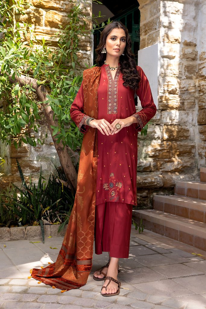 Lakhany 3 Piece Winter Unstitched Slub Peach Suit WES-SA-0120