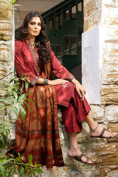 Lakhany 3 Piece Winter Unstitched Slub Peach Suit WES-SA-0120