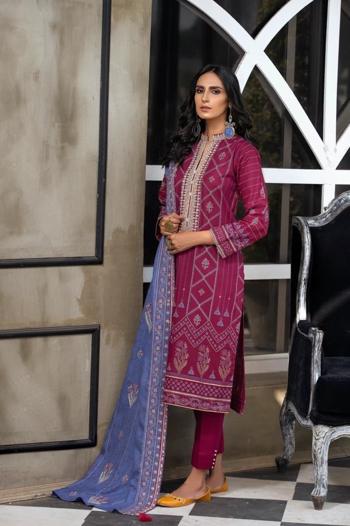 Lakhany 3 Piece Unstitched Embroidered Karandi Suit WKE-7016