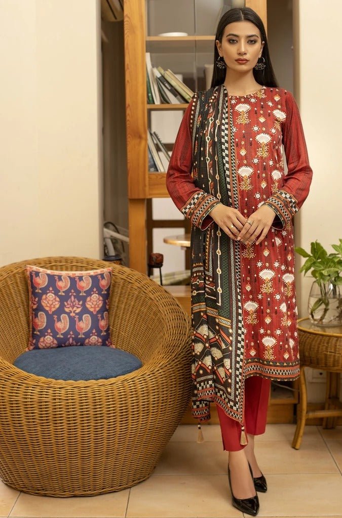 Lakhany 3 Piece Unstitched Embroidered Cottel Suit WLC-5035
