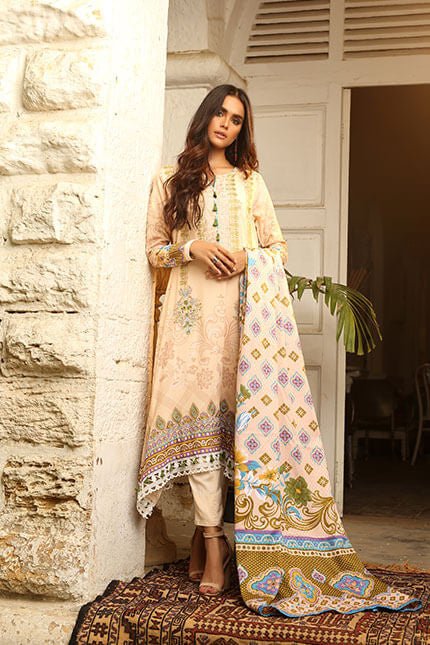 LSM Embroidered Winter Dress AE-6605 A - CREAM