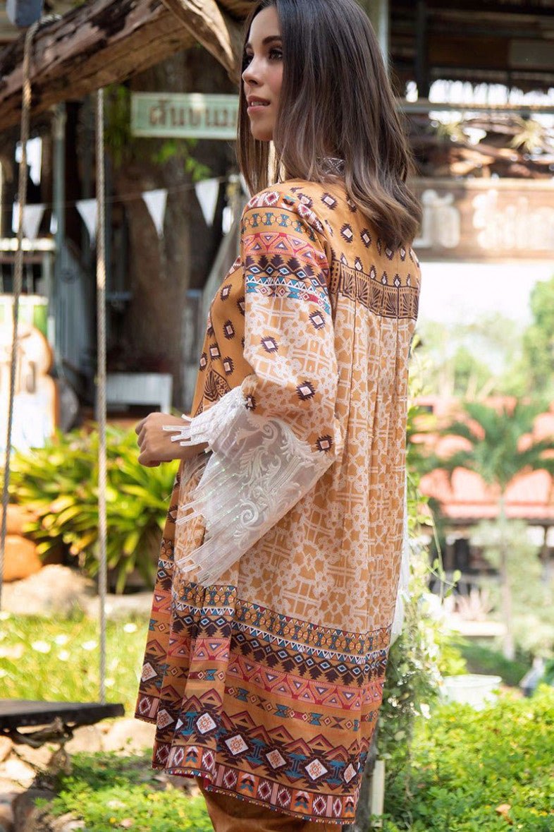 LAKHANY 2 PC UNSTITCHED DRESS KET-007 - BROWN
