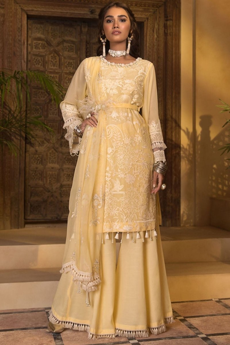 Sapphire 3 Piece Unstitched Embroidered Georgette Chiffon DIVINE DAFFODIL-V3-2019